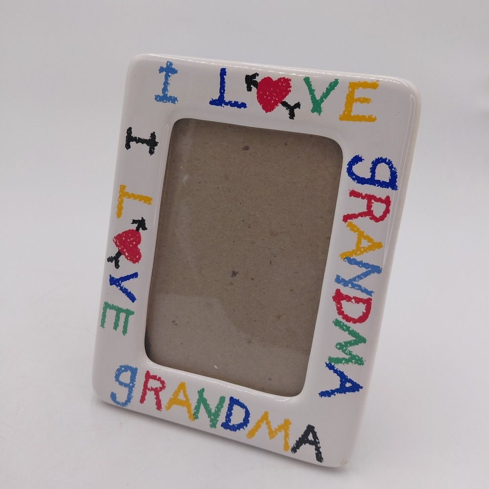 Vtg 80s "I Love My Grandma" Ceramic Picture Frame Fits 3.5x5 Photo Granny Home
